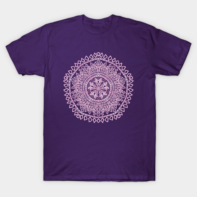 Light Pink Gradient Mandala T-Shirt by LozzieElizaDesigns